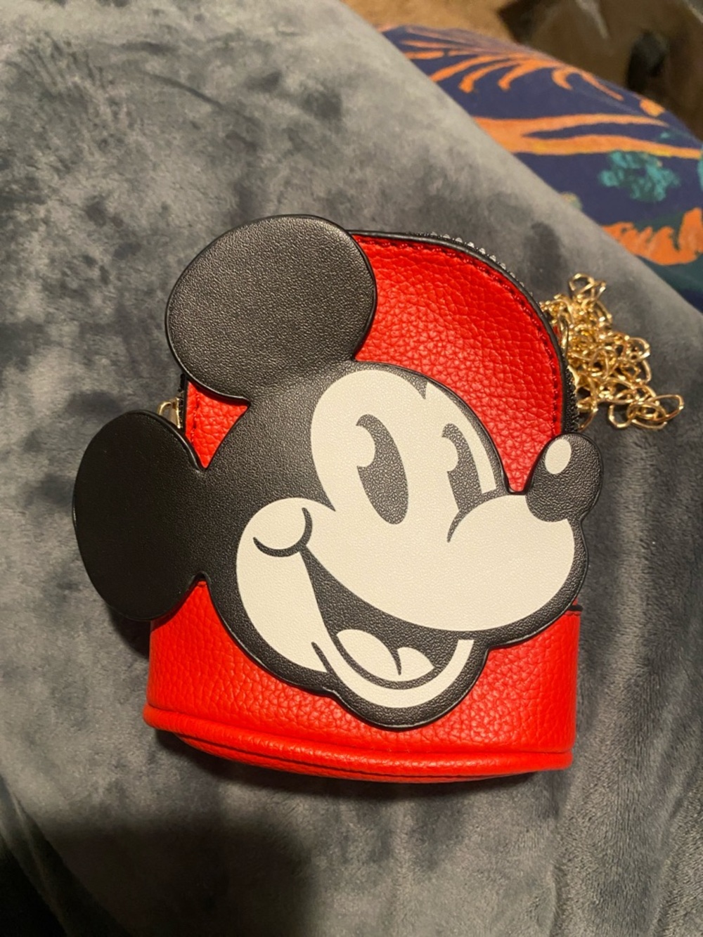 Red Mickey Mouse Mini Convertible Crossbody Bag with Gold Chain Strap NWOT